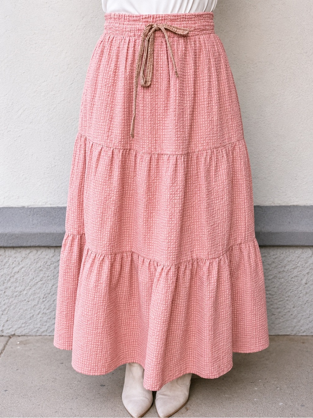 Peach Love California Women’s Tiered Maxi Skirt - Pink